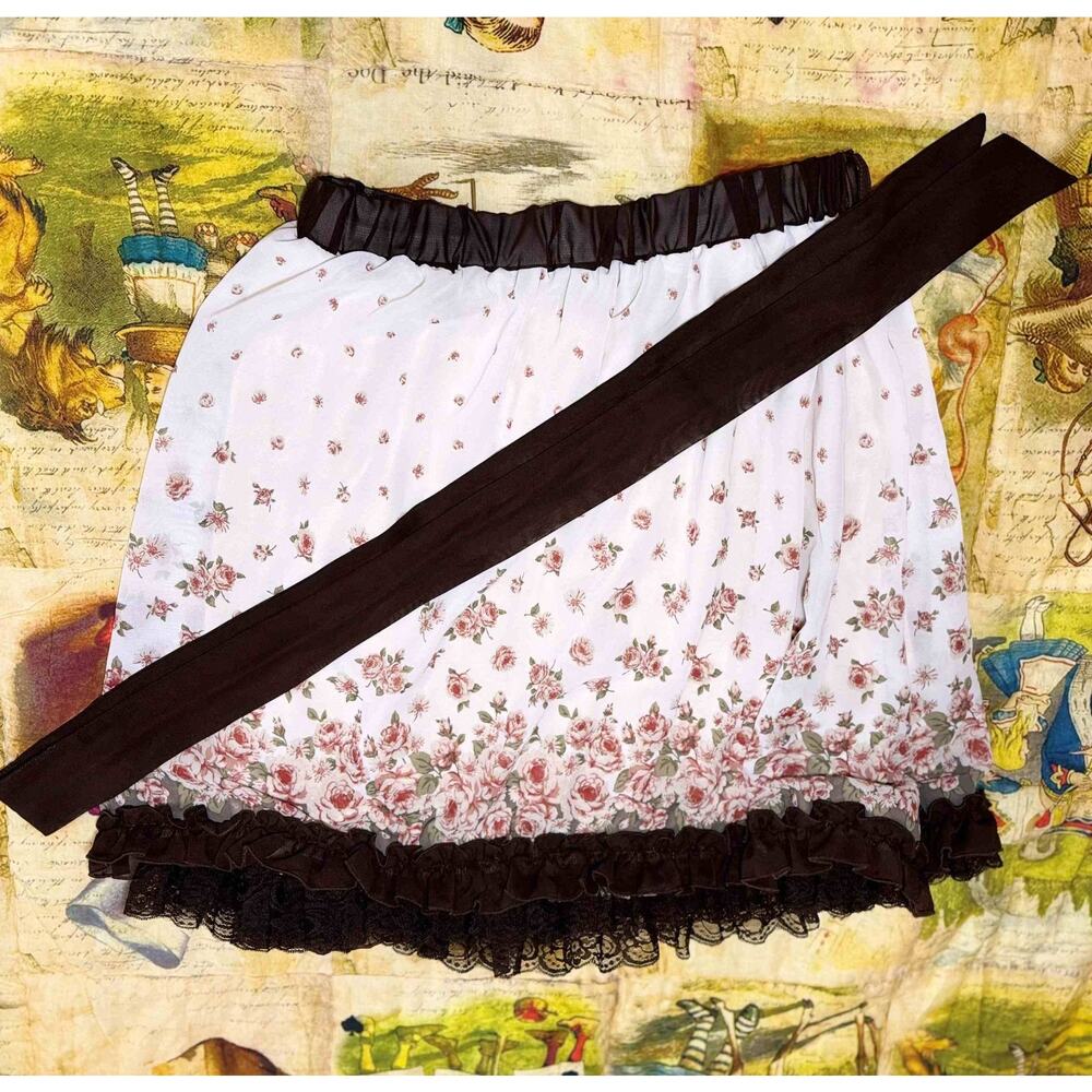 Axes Femme Floral Rose Frill Ruffle Ribbon Tie Skirt J Fashion Himekaji Coquette - Picture 5 of 13